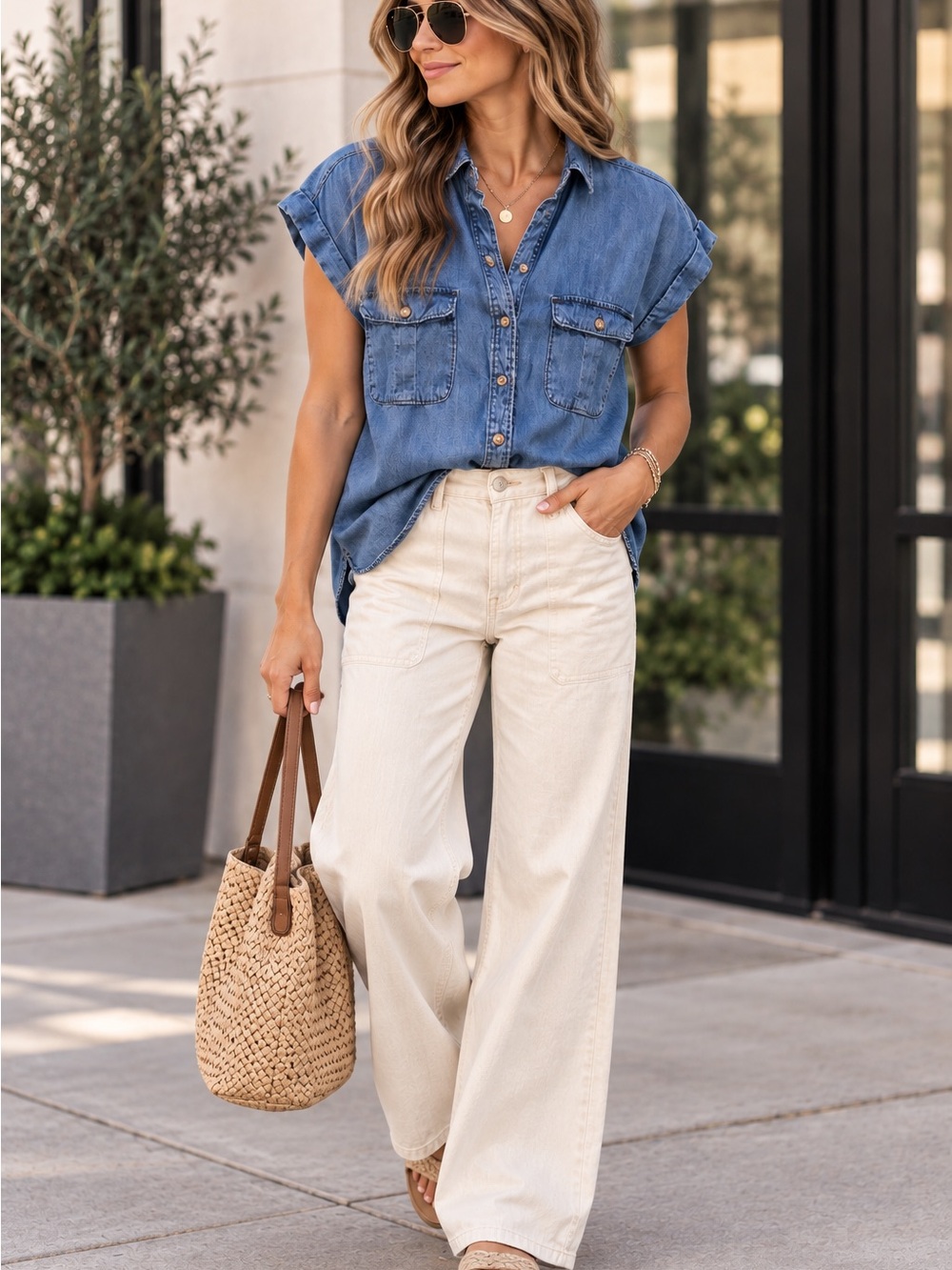 Staccato Denim button up Shirt chambray